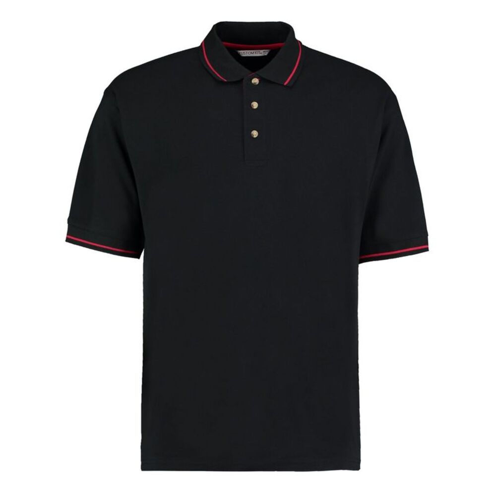 Kustom Kit Mens St Mellion Classic Polo Shirt / Black/Bright Red